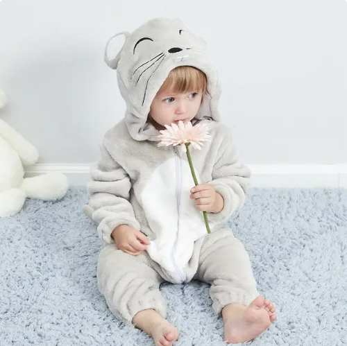 Infant Jungle Buddies onesie. Soft cotton blend animal jumpsuit for cozy sleep & play.