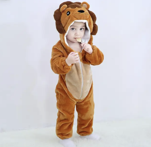 Jungle Buddies monkey romper. Soft cotton blend infant sleepwear & playwear. Adorable & cozy.