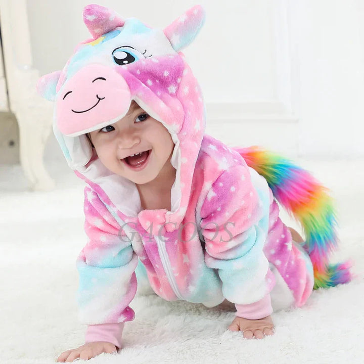 Cozy zebra baby animal jumpsuit. Soft cotton blend romper for newborn playwear & sleep.