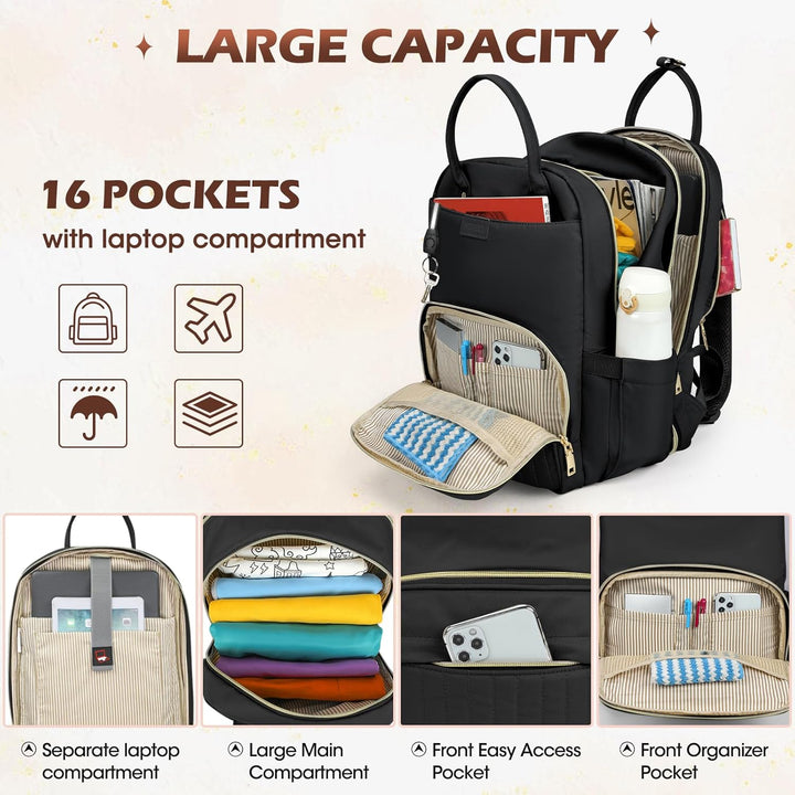 Unisex multi-compartment laptop backpack, water-resistant for travel, work, or school. Great organization.