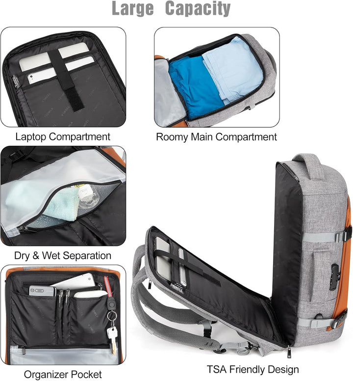 AeroPack 40L anti-theft laptop backpack for men & women, with USB charging and water-resistant protection.