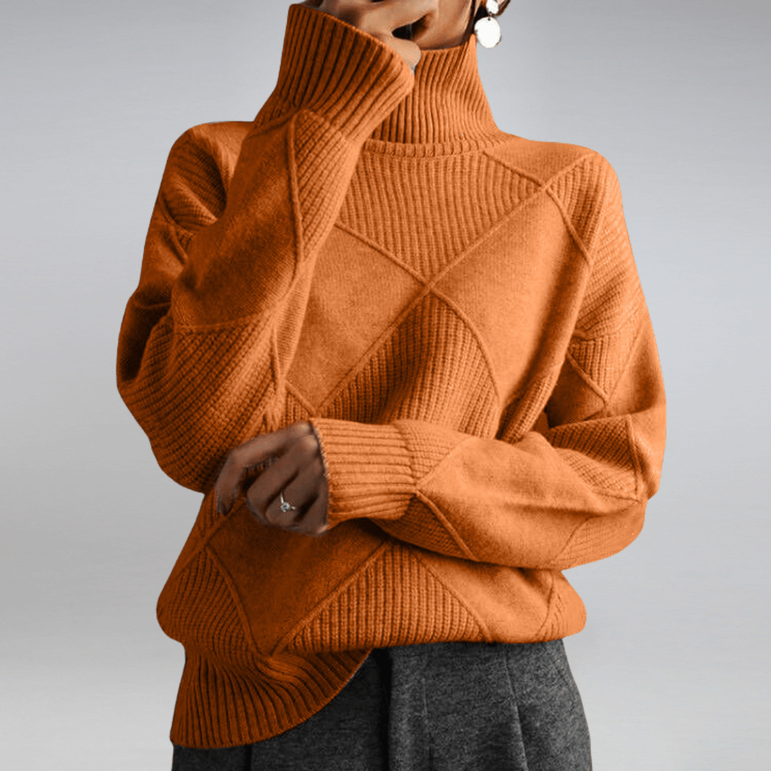 Alice women's soft cashmere blend turtleneck sweater in a neutral gray, suitable for various outfits