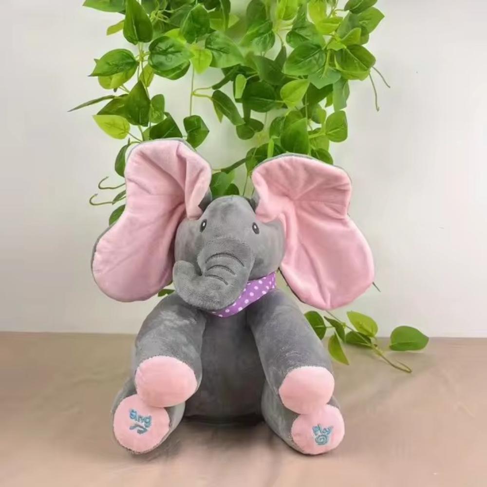 Interactive talking & singing elephant plush toy; a soft stuffed animal for babies & toddlers. Perfect kids gift.