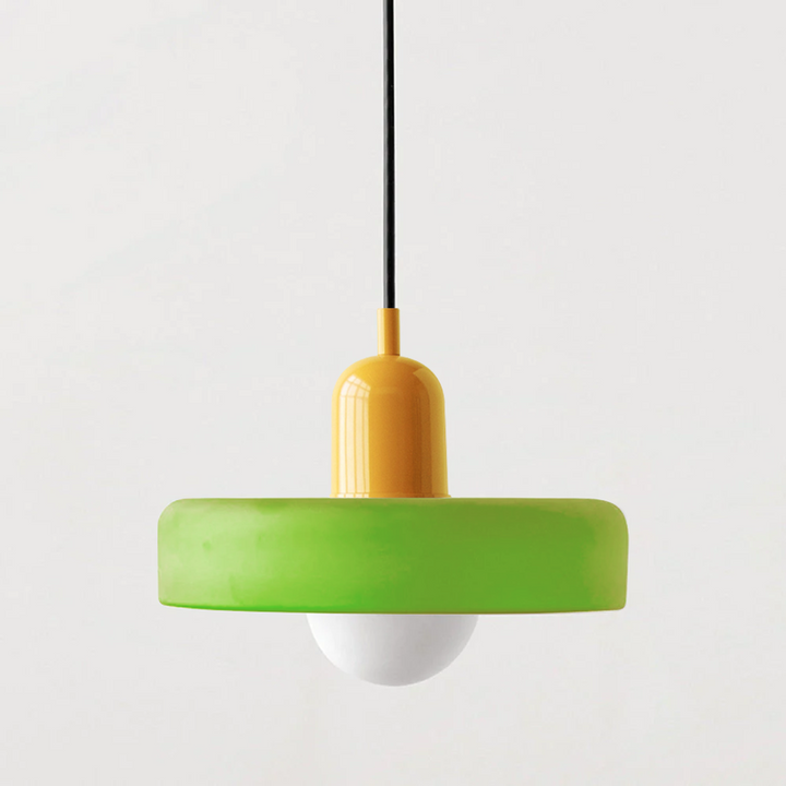 Modern artistic pendant light, Bauhaus, warm ambient light for living.
