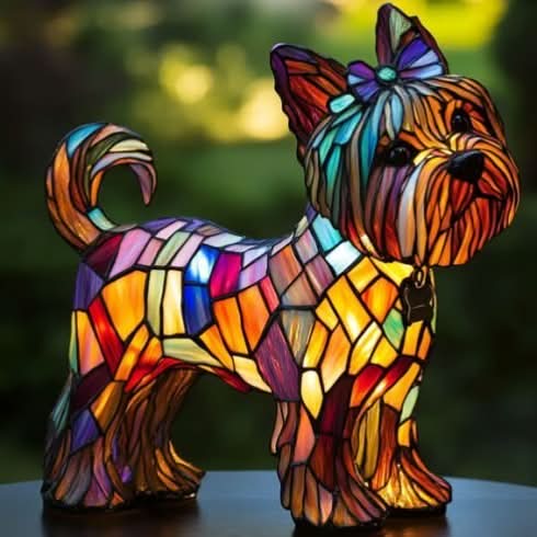 Unique dog sculpture mosaic table lamp, a beautiful animal lamp for modern home interiors.