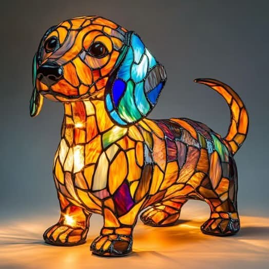 Eye-catching mosaic dog table lamp, an artistic & decorative lighting piece for pet owners.
