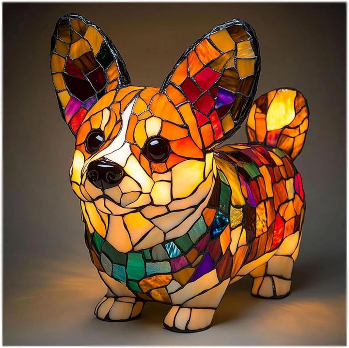 Charming dog mosaic lamp, a beautiful home accent and functional table lamp for pet lovers.