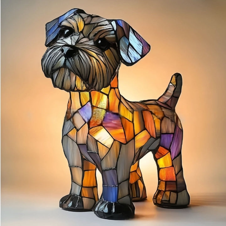 Atmospheric dog mosaic table lamp, a unique piece of animal-themed lighting for modern homes.