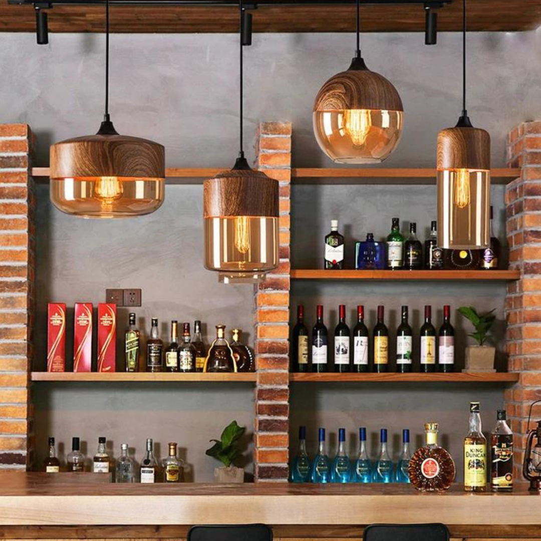 Stylish Arven wooden & glass pendant light, modern Nordic design for ceiling lighting.