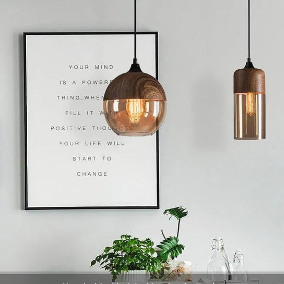 Easy-to-install Arven Nordic wooden pendant light, adjustable height, warm light.