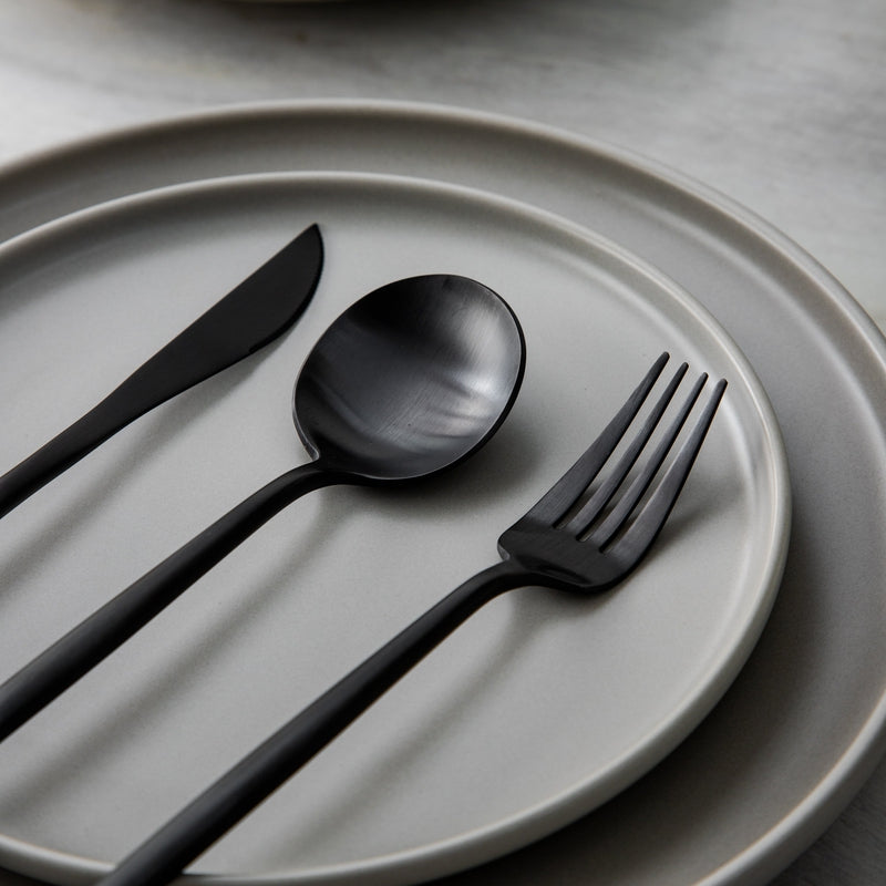 Aurora Tableware Set for 4, 6 or 8 settings. Modern and durable flatware.