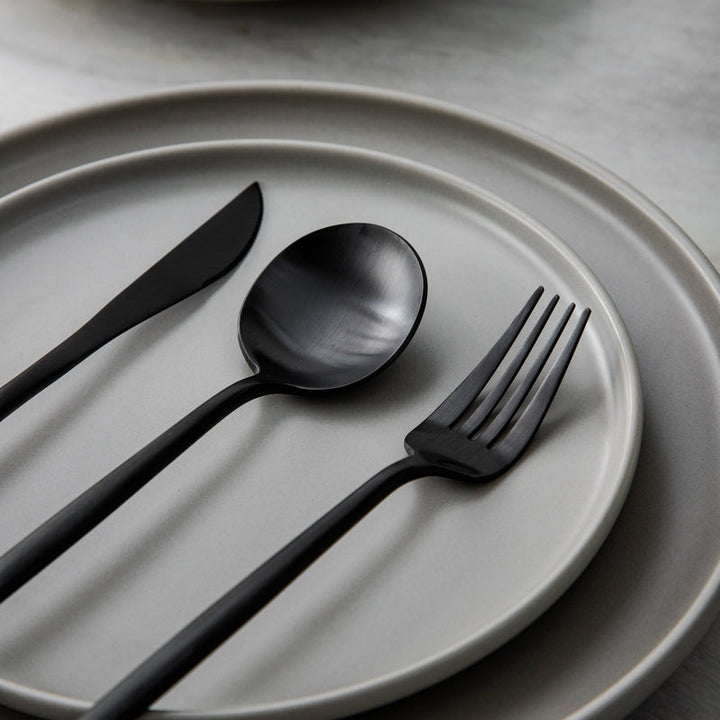 Aurora Tableware Set for 4, 6 or 8 settings. Modern and durable flatware.