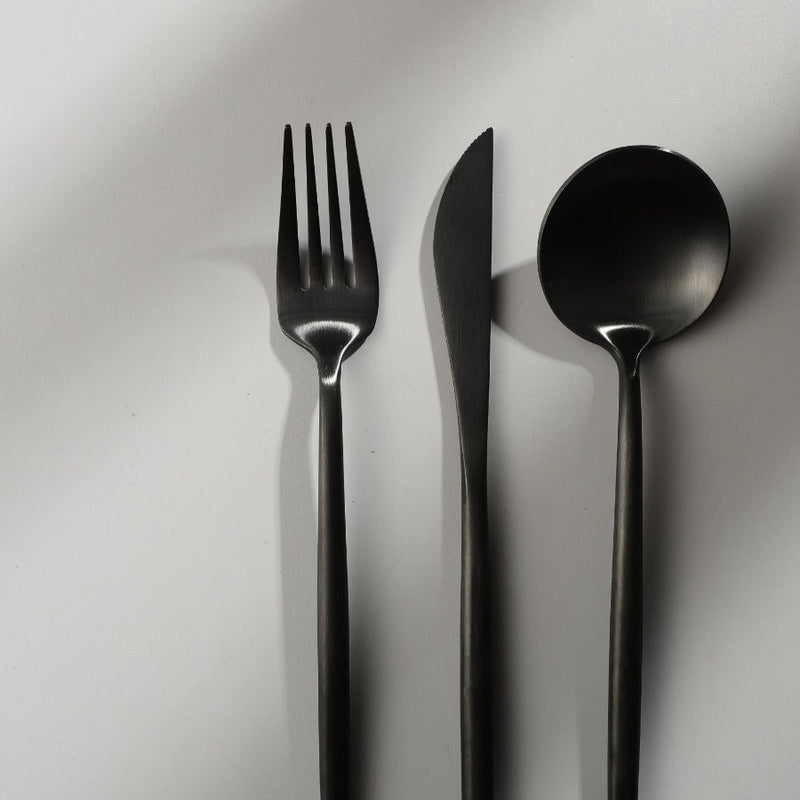 Sleek Aurora Flatware Set with a matte finish, ideal for contemporary tables.