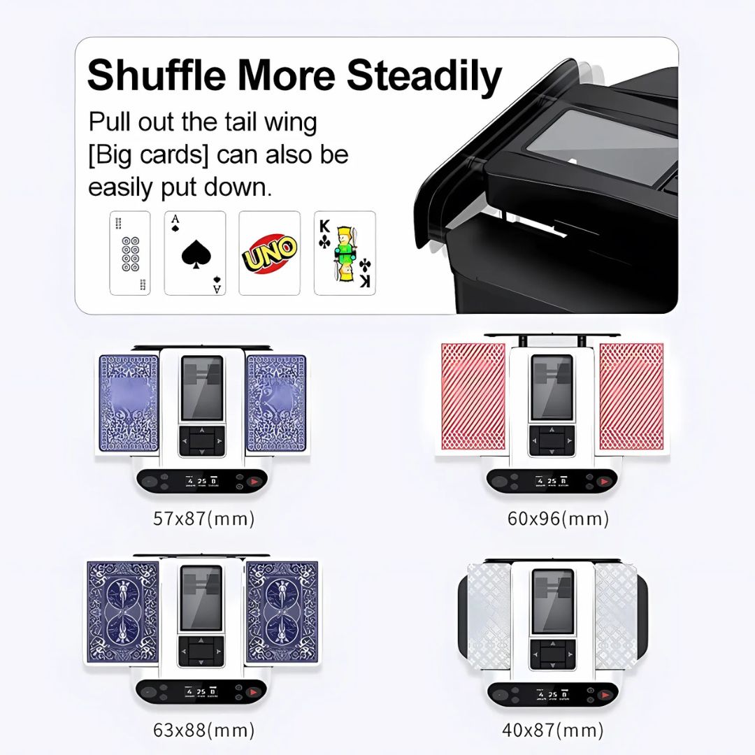 Multi-deck automatic shuffler, essential for efficient game nights and casino games.