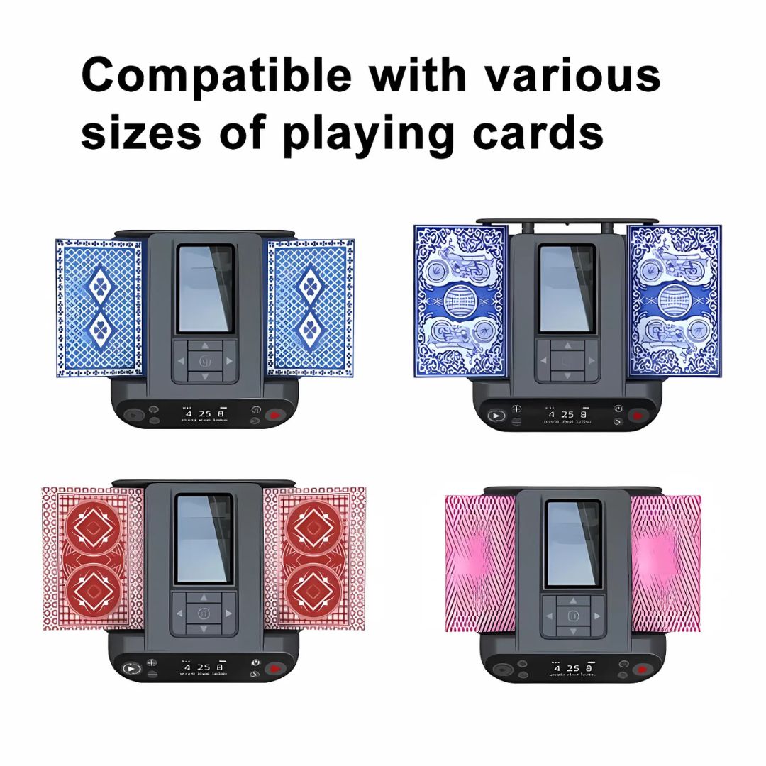 Reliable electric card shuffling machine for blackjack, casino fun, and efficient dealing.