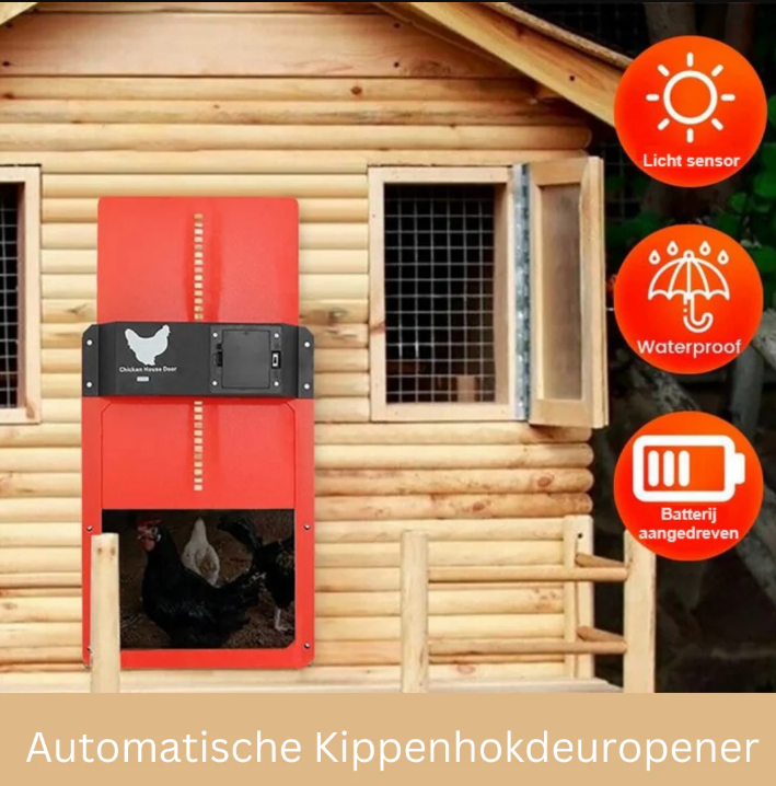 Farm accessory: Automatic solar/battery chicken coop door for enhanced poultry safety and convenience.