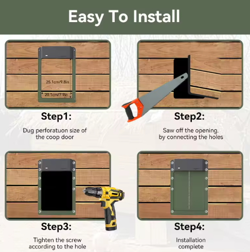 High-tech automatic chicken coop door for enhanced coop security, solar & battery-powered for reliability.