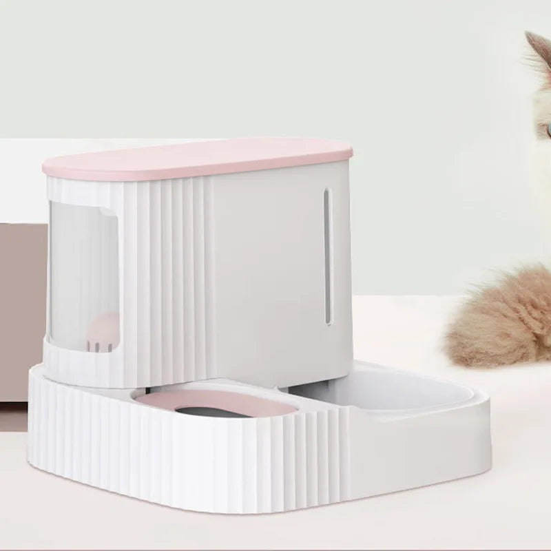 Automatic pet dispenser for food & water. Provides cats & dogs with continuous fresh food & hydration. Easy to use.