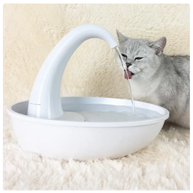 Automatic pet water fountain with filter for clean, fresh water. Promotes healthy hydration for cats & dogs.