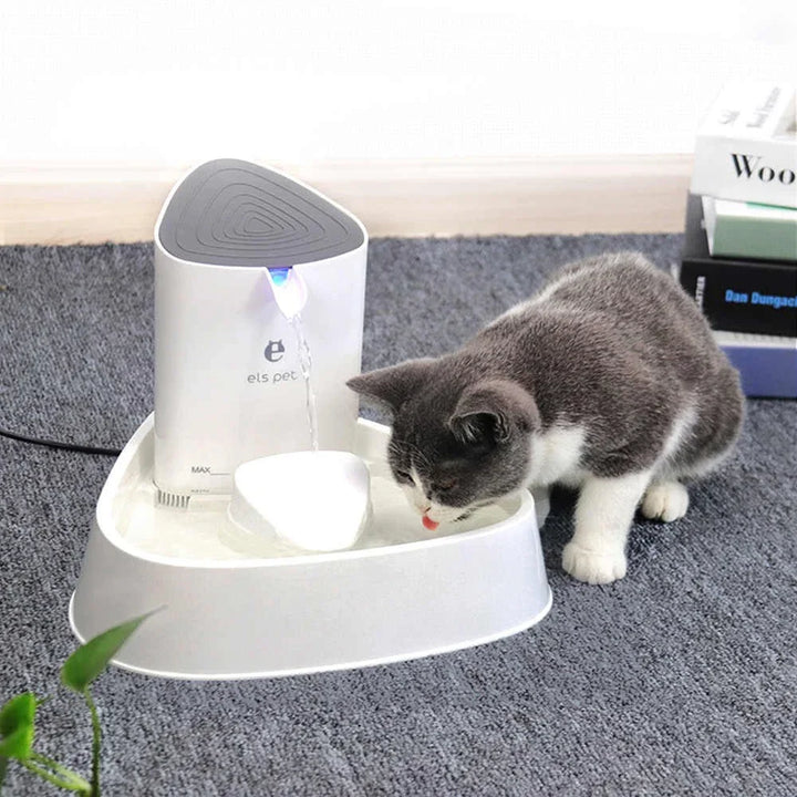 Automatic pet water fountain providing fresh, flowing hydration for dogs and cats.