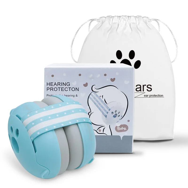 Baby noise cancelling earmuffs, soft & adjustable, for infant ear protection & sound safety during events or sleep.