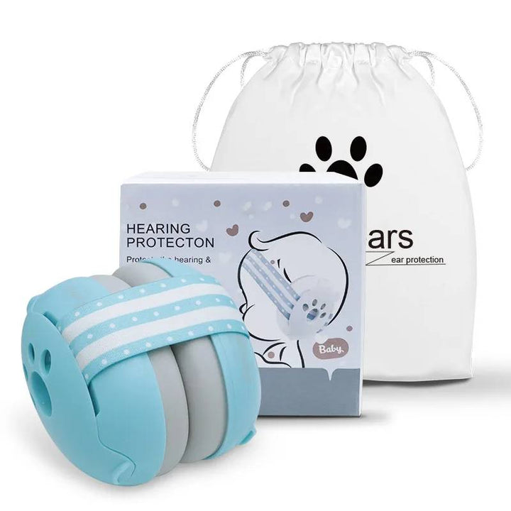 Baby noise cancelling earmuffs, soft & adjustable, for infant ear protection & sound safety during events or sleep.
