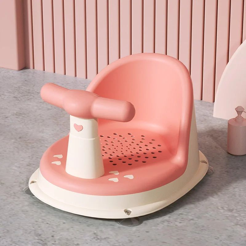 Baby's non-slip bath seat with strong suction cups and high backrest ensures secure, safe bathing for infants and toddlers.