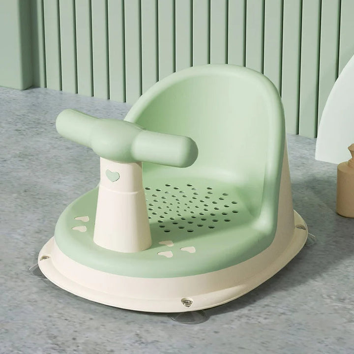 Infant bath support seat with non-slip base and backrest for safe, secure, and comfortable bath time for toddlers.