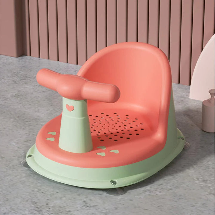Secure non-slip baby bath seat with sturdy backrest, designed for safe and easy bath time for infants and toddlers.