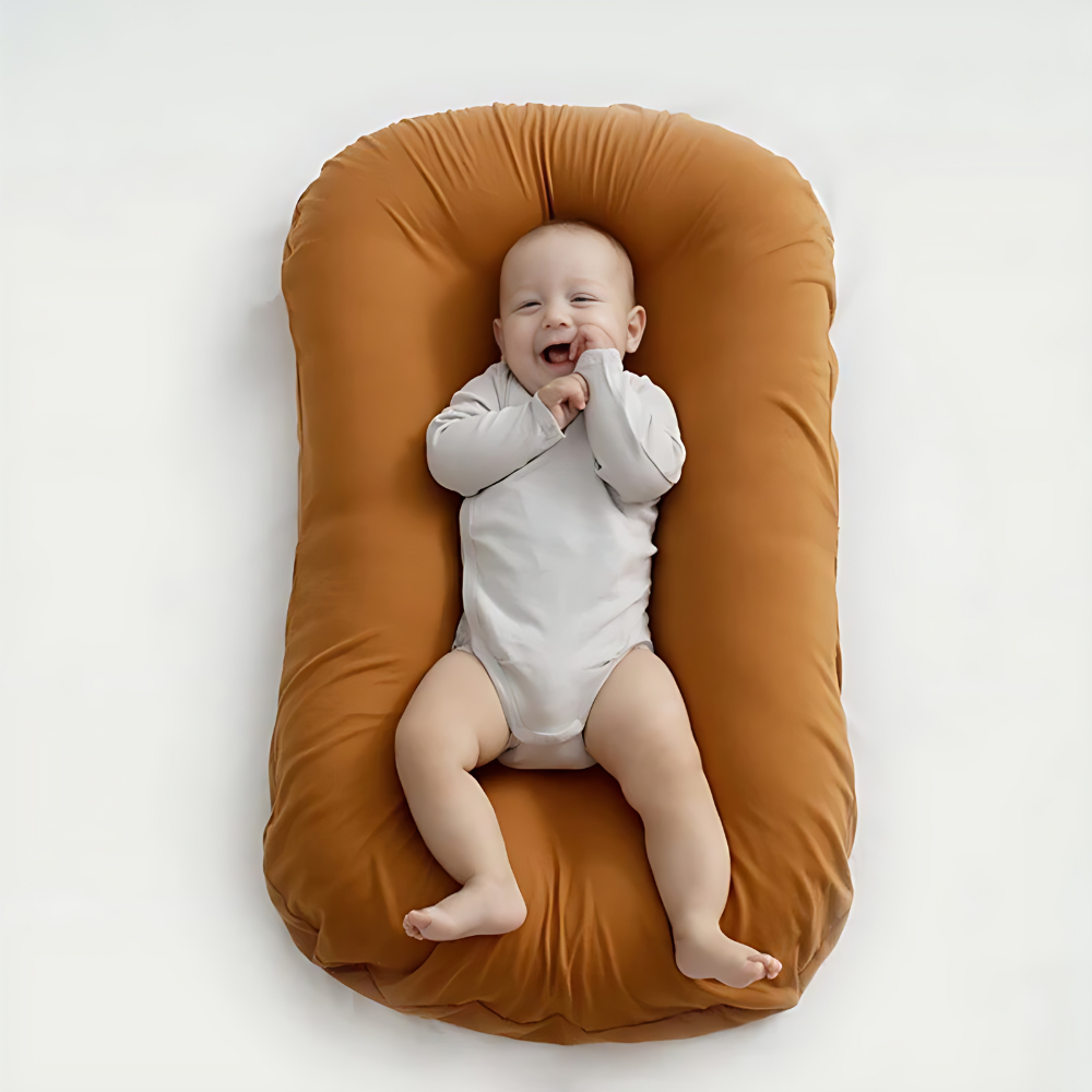 Soft, breathable cotton blend baby pillow, providing hypoallergenic orthopedic support for newborns.