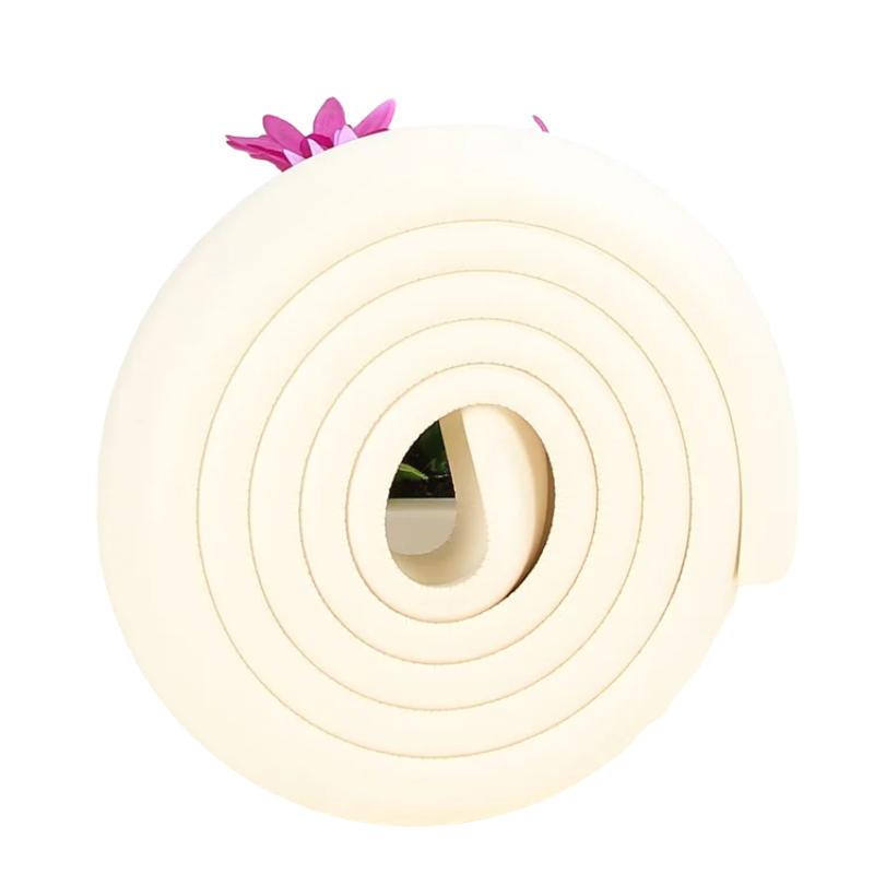 Easy-install foam edge protector for baby safety, childproofs home furniture, prevents infant head injuries.