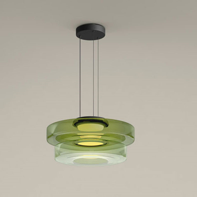 "Bauhaus style glass pendant light with sleek design enhances modern home decor, ideal for kitchens and living spaces."