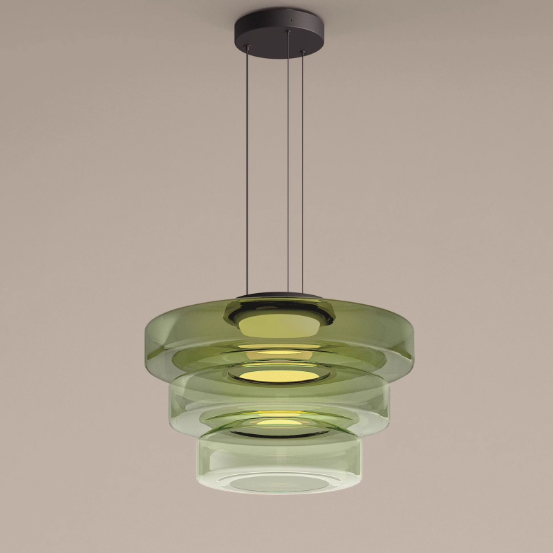 "Bauhaus style glass pendant light with sleek design enhances modern home decor, ideal for kitchens and living spaces."