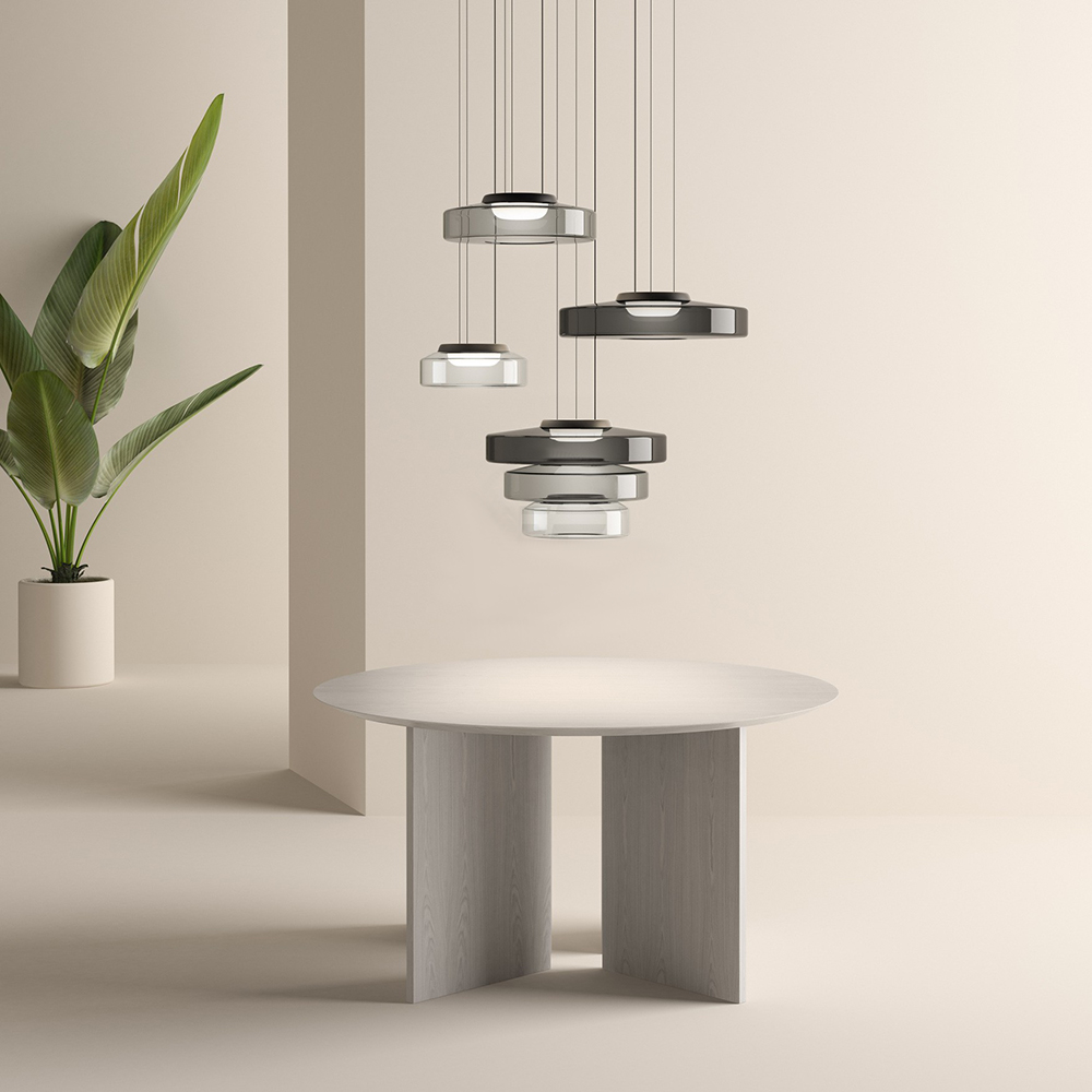 "Bauhaus style glass pendant light with sleek design enhances modern home decor, ideal for kitchens and living spaces."