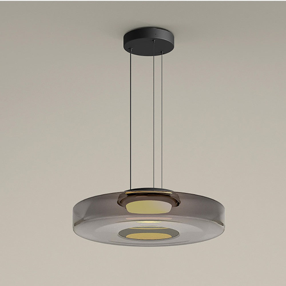 "Bauhaus style glass pendant light with sleek design enhances modern home decor, ideal for kitchens and living spaces."