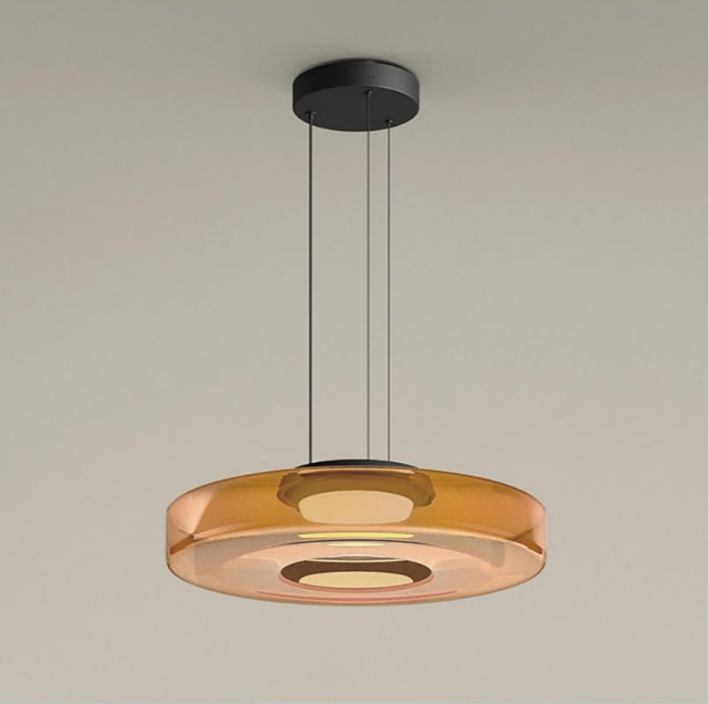"Bauhaus style glass pendant light with sleek design enhances modern home decor, ideal for kitchens and living spaces."