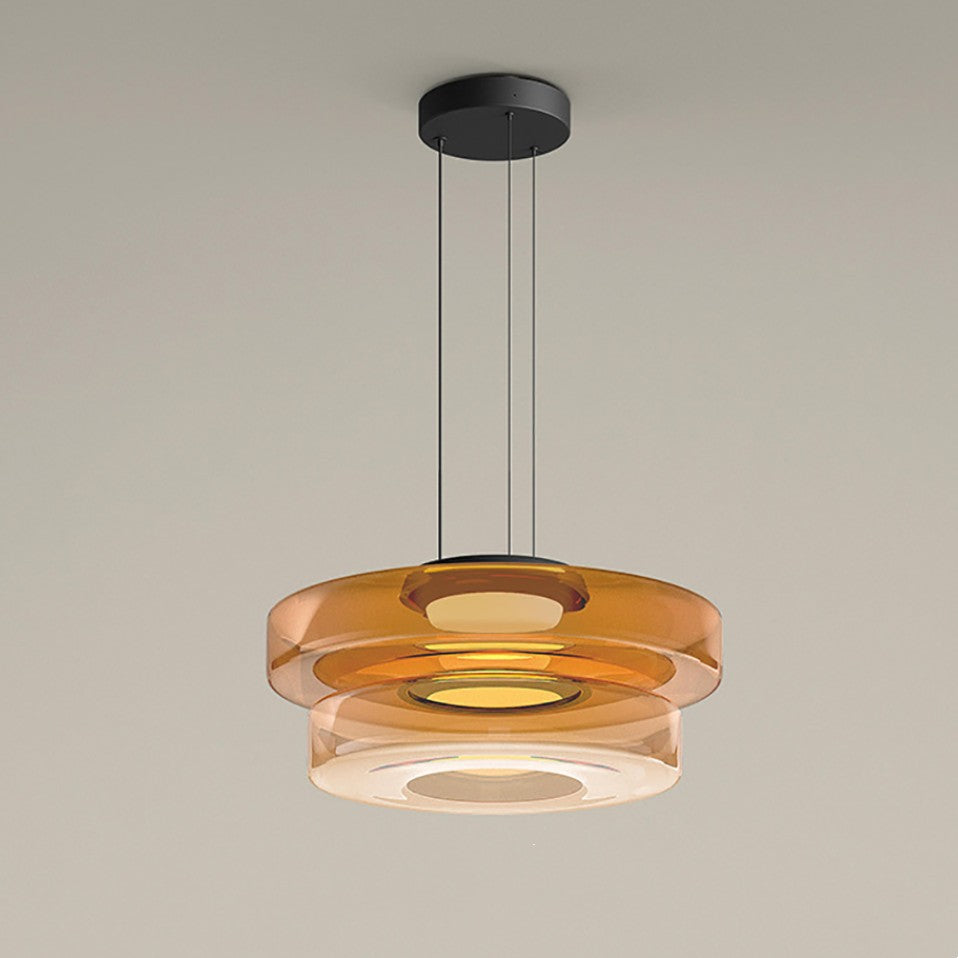 "Bauhaus style glass pendant light with sleek design enhances modern home decor, ideal for kitchens and living spaces."