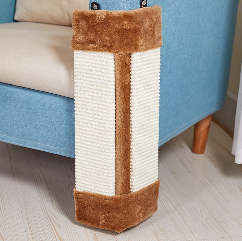 Premium soft-covered cat scratching board, wall-mounted. Ideal for feline claw care & home furniture safety.