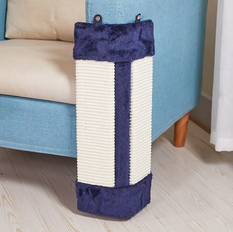 Stop furniture damage! Install this gray wall-mounted cat scratching board with a soft, durable cover.