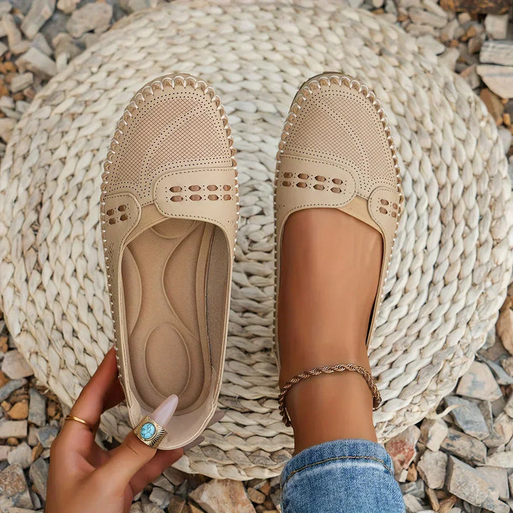 Beige women's orthopedic slip-on casual shoes for everyday comfort and support