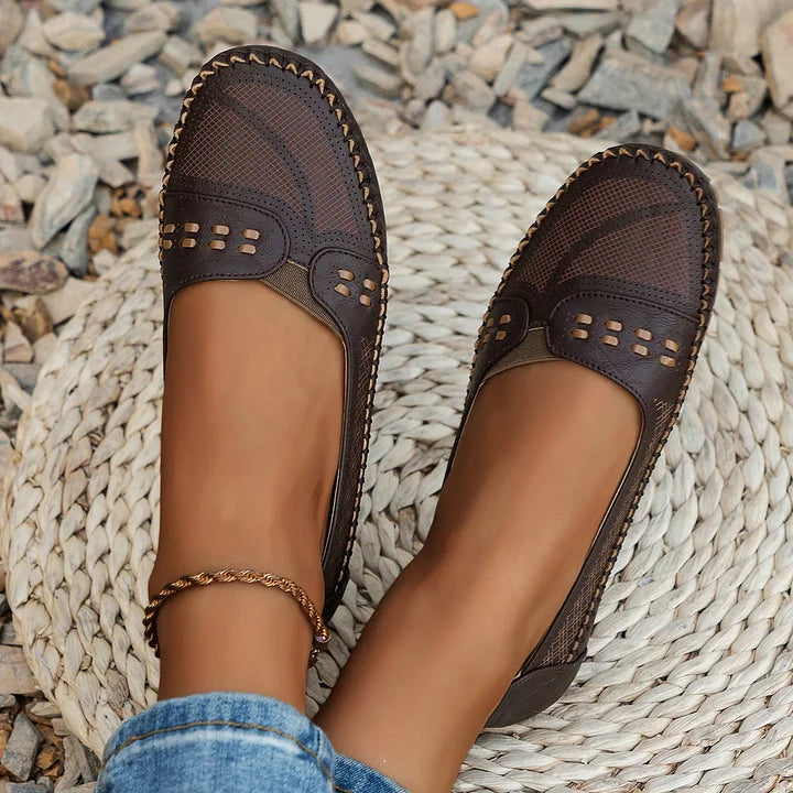 Brown women's everyday orthopedic slip-on shoes, ensuring comfort with casual style