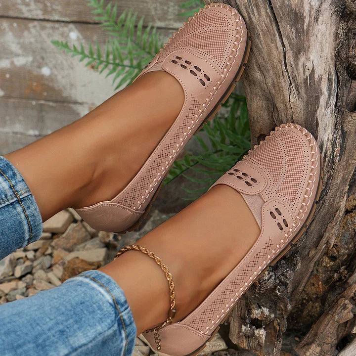 Light pink women's casual orthopedic slip-ons, perfect for daily wear and foot health