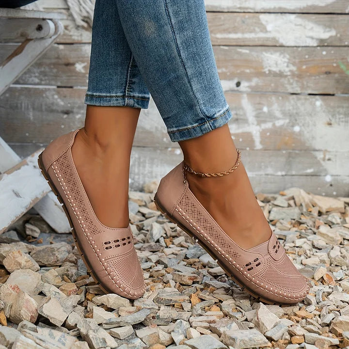 Women's brown orthopedic slip-on footwear, combining casual design with maximum comfort