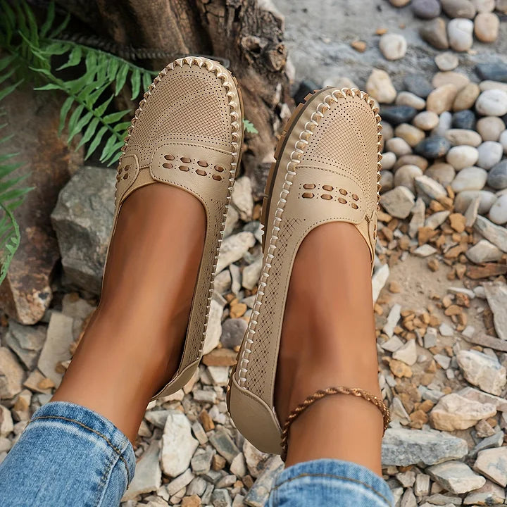 Women's brown casual orthopedic shoes with slip-on design for ultimate comfort