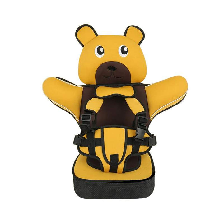 Black child car seat protector mat for vehicle interior, protecting upholstery from spills & indentations for ages 9 months to 12 years.