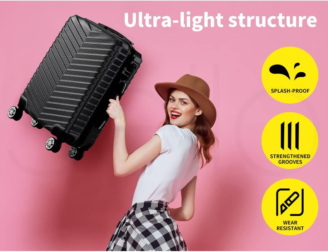 Sleek black compact carry-on suitcase, hard-shell design for unisex travel. Front view.