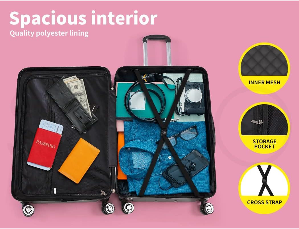 Modern unisex black hard-shell carry-on luggage for efficient travel & quick weekend trips.