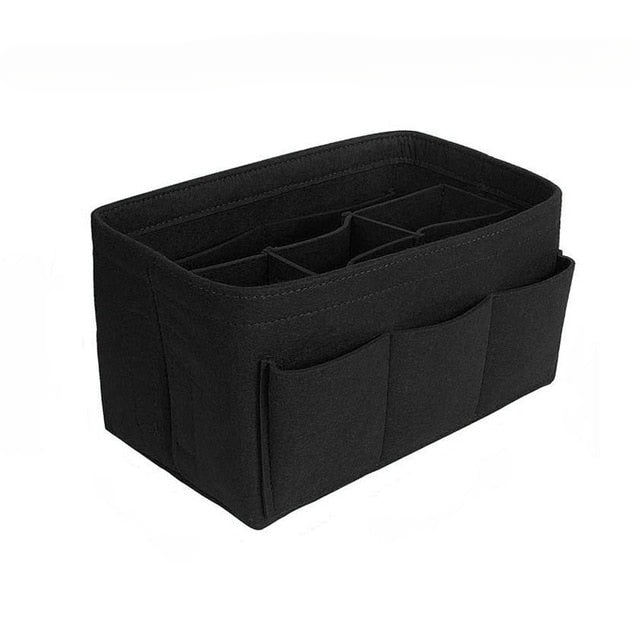 Wine colored felt purse organizer insert, perfect for tidying tote bags & travel.