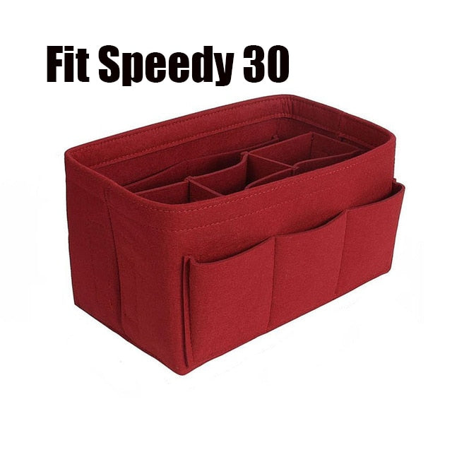 Premium felt purse organizer in wine, a smart storage solution for any handbag.