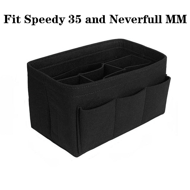 Durable felt purse insert in black, an excellent travel organizer for your tote bag.